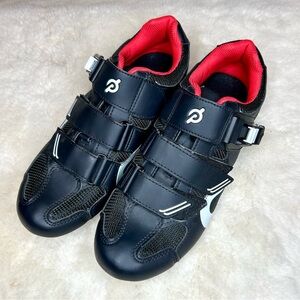 Peloton Cycling Shoes Black & Red Velcro Size 40 Men’s 7 Women’s 9